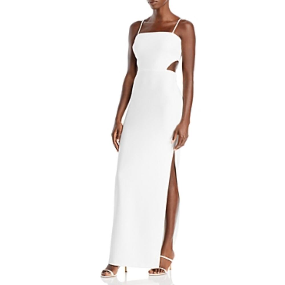 AQUA White Cut Out Sleeveless Column Evening Gown Size 8 Formal Dress
